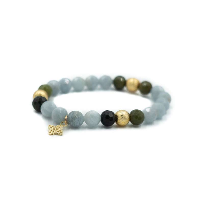 Hazen & Co Blossom Bracelet, Aquamarine and Green Jade