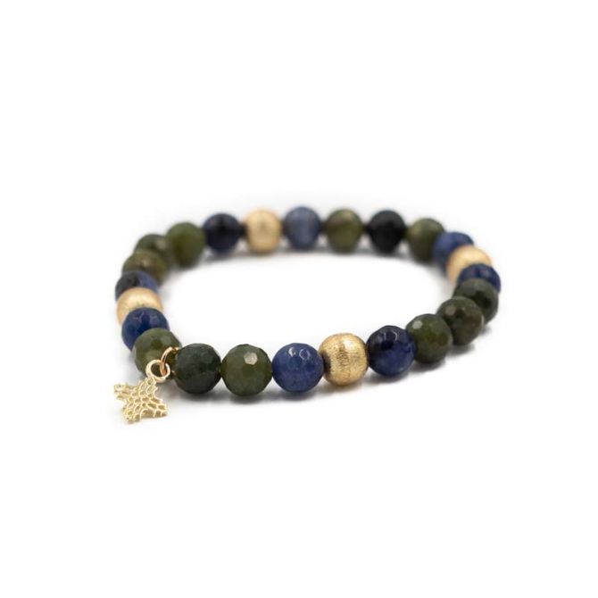 Hazen & Co Blossom Bracelet, Green Jade and Sodalite