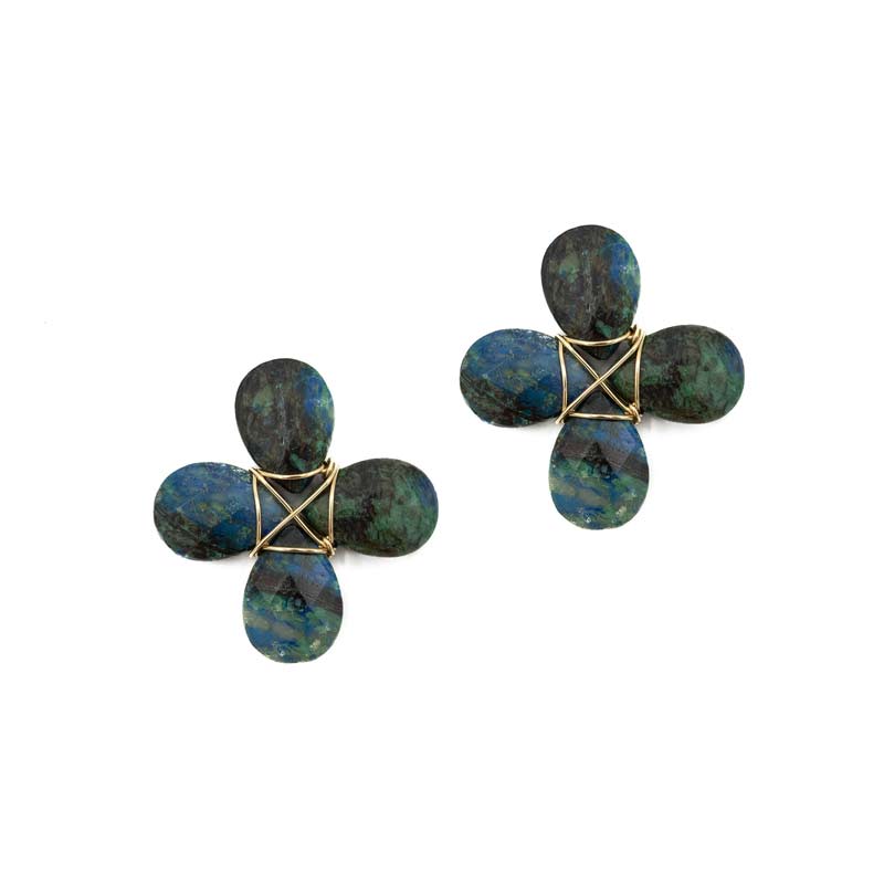 Hazen & Co Flora Earring, Lagoon Blue