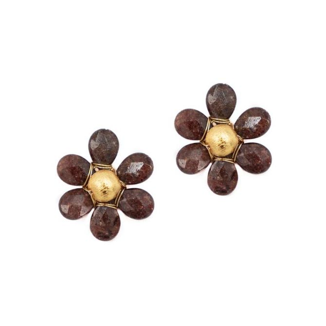Hazen & Co Flora Earring, Light Burgundy