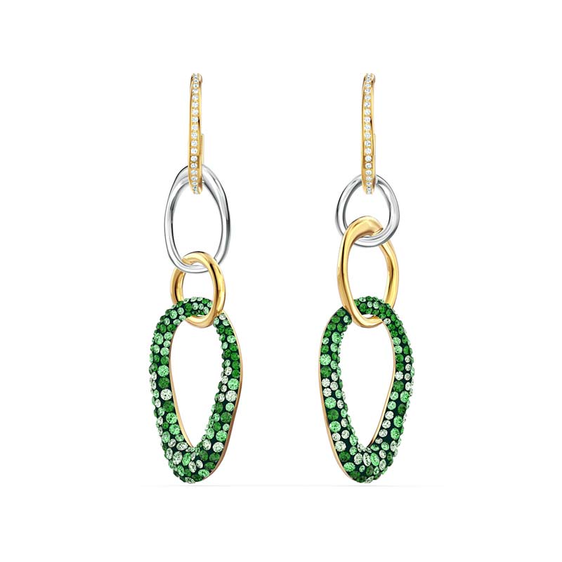Swarovski The Elements Pierced Earrings, Green and Mixed Metal Tone