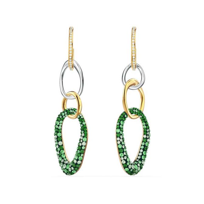 Swarovski The Elements Pierced Earrings, Green and Mixed Metal Tone