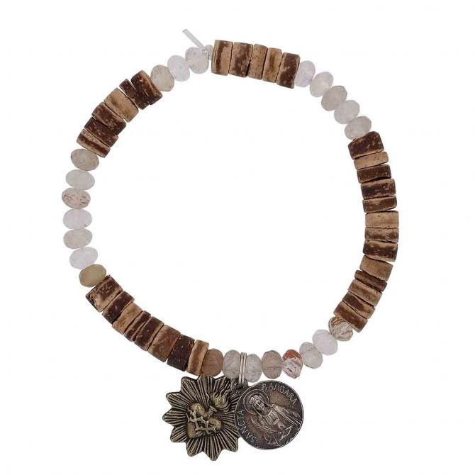 Miracle Icons by Mary Jo Pane Coconut Heshi and Quartz Bracelet