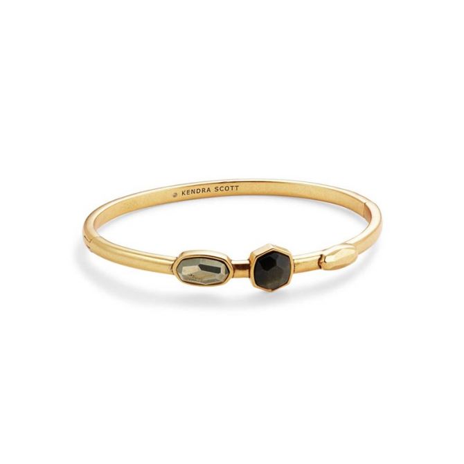 Kendra Scott Davie Vintage Gold Bangle Bracelet in Black Mix