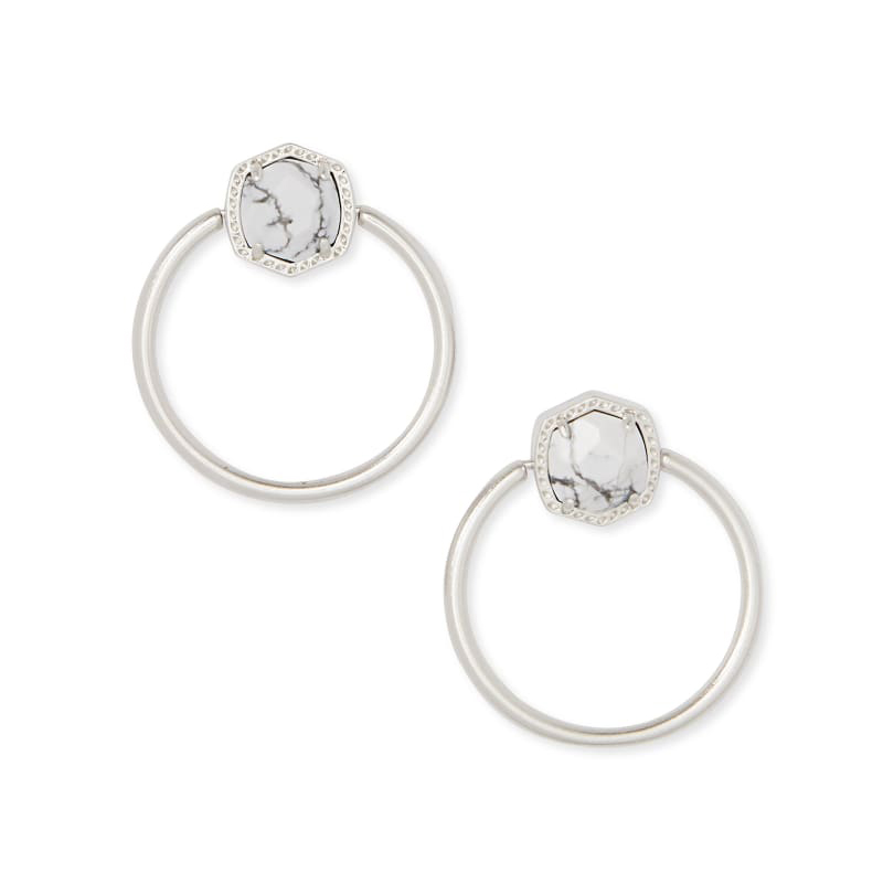 Kendra Scott Davie Silver Hoop Earrings in White Howlite