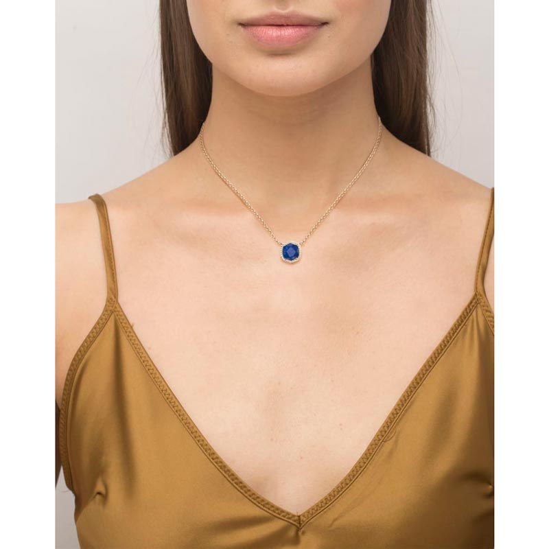 Kendra Scott Davie Gold Tone Pendant Necklace in Cobalt Howlite