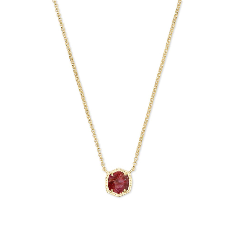 Kendra Scott Davie Gold Tone Pendant Necklace in Raspberry Labradorite ...