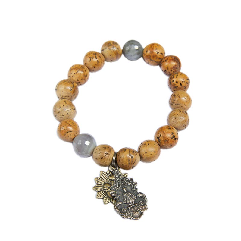 Mirace Icons by Mary Jo Pane Bodhi Natural Mala Bead with Labradorite Bracelet