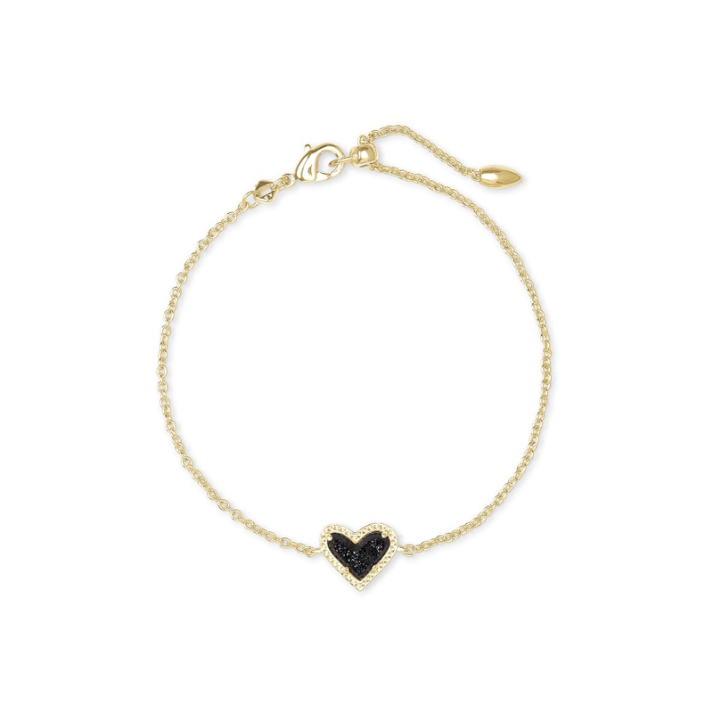 Kendra Scott Ari Heart Gold Chain Bracelet in Black Drusy
