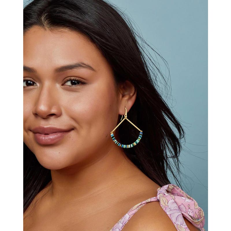 Kendra Scott Reece Gold Tone Drop Earrings in Sea Green Mix
