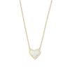 Kendra Scott Ari Heart Gold Pendant Necklace in White Kyocera Opal