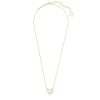 Kendra Scott Ari Heart Gold Pendant Necklace in White Kyocera Opal