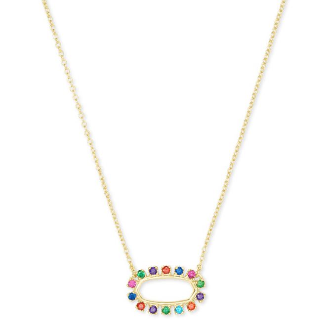 Kendra Scott Elisa Gold Tone Open Frame Necklace in Multi Crystal