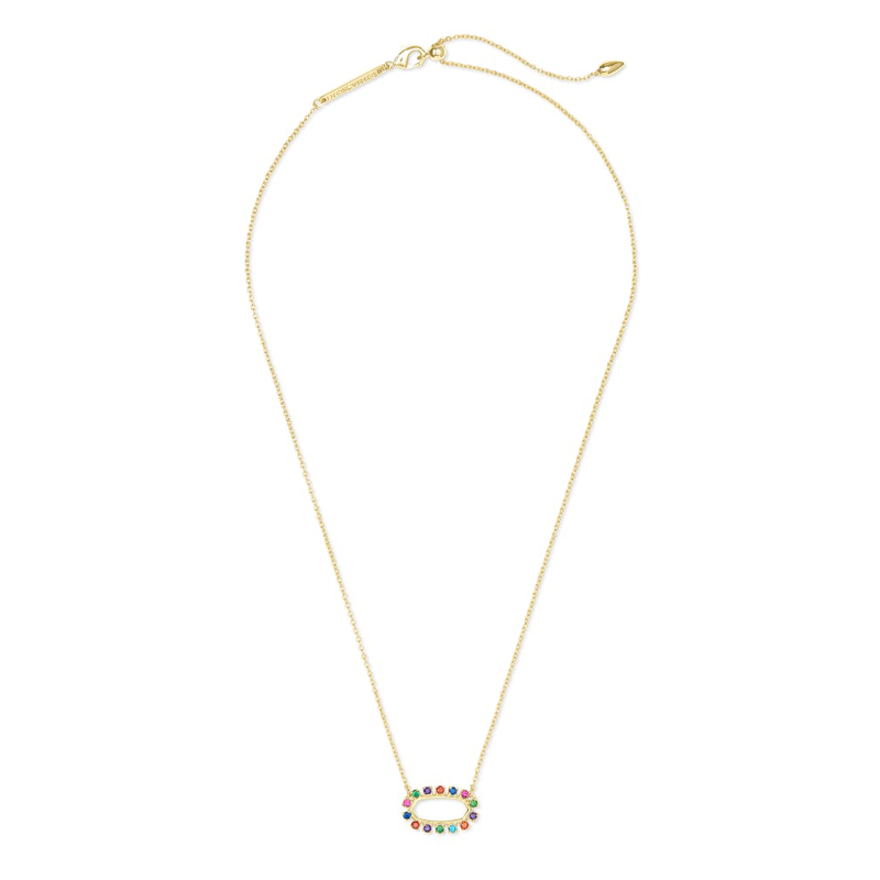 Kendra Scott Elisa Gold Tone Open Frame Necklace in Multi Crystal