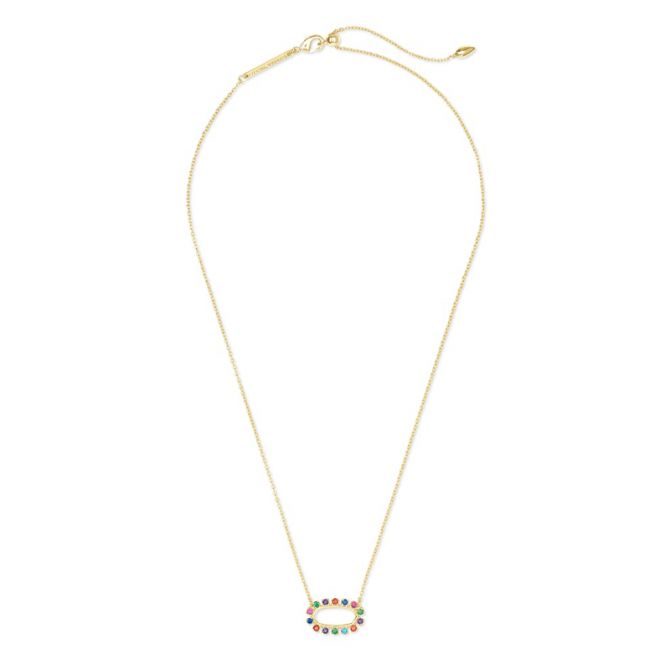 Kendra Scott Elisa Gold Tone Open Frame Necklace in Multi Crystal