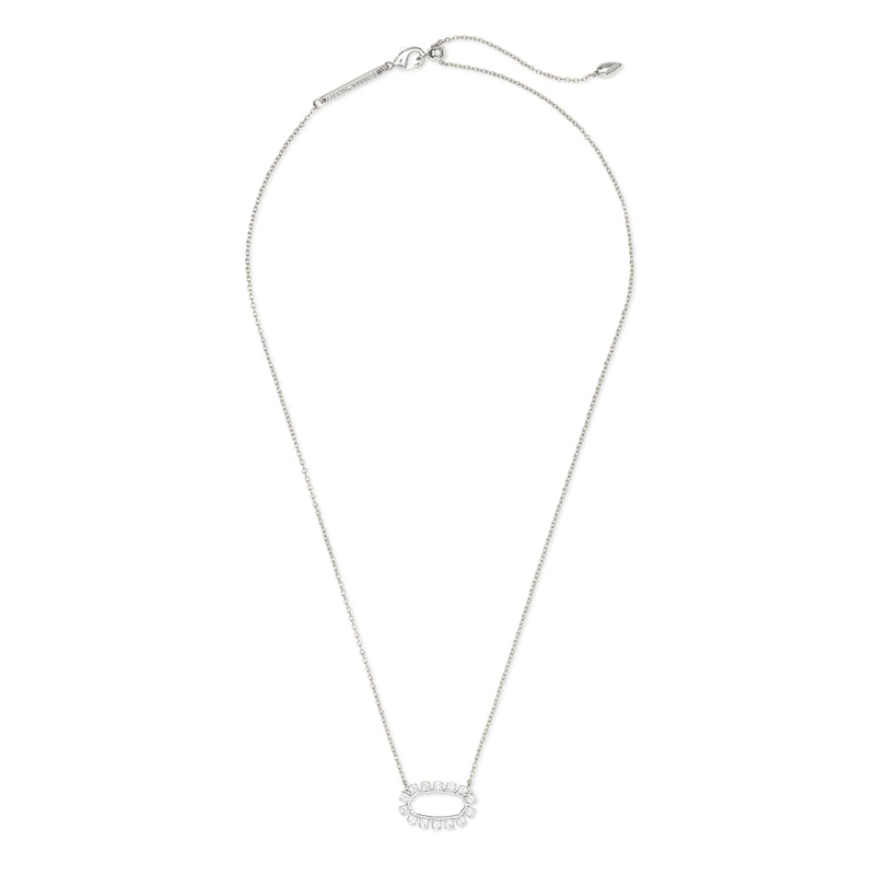Kendra Scott Elisa Open Frame Crystal Pendant Necklace in Silver Tone