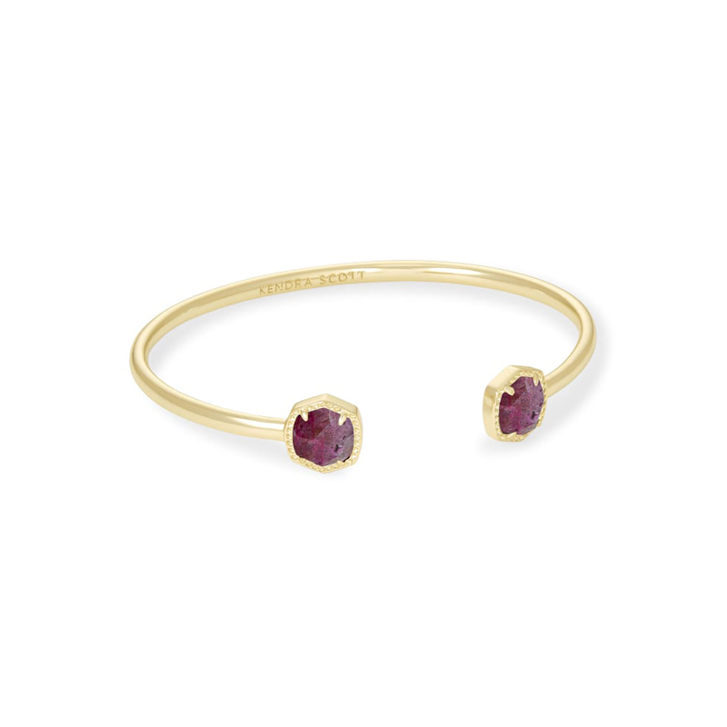 Kendra Scott Davie Gold Tone Cuff Bracelet in Raspberry Labradorite