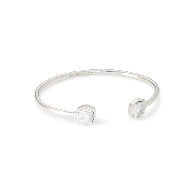 Kendra Scott Davie Silver Tone Cuff Bracelet in White Howlite
