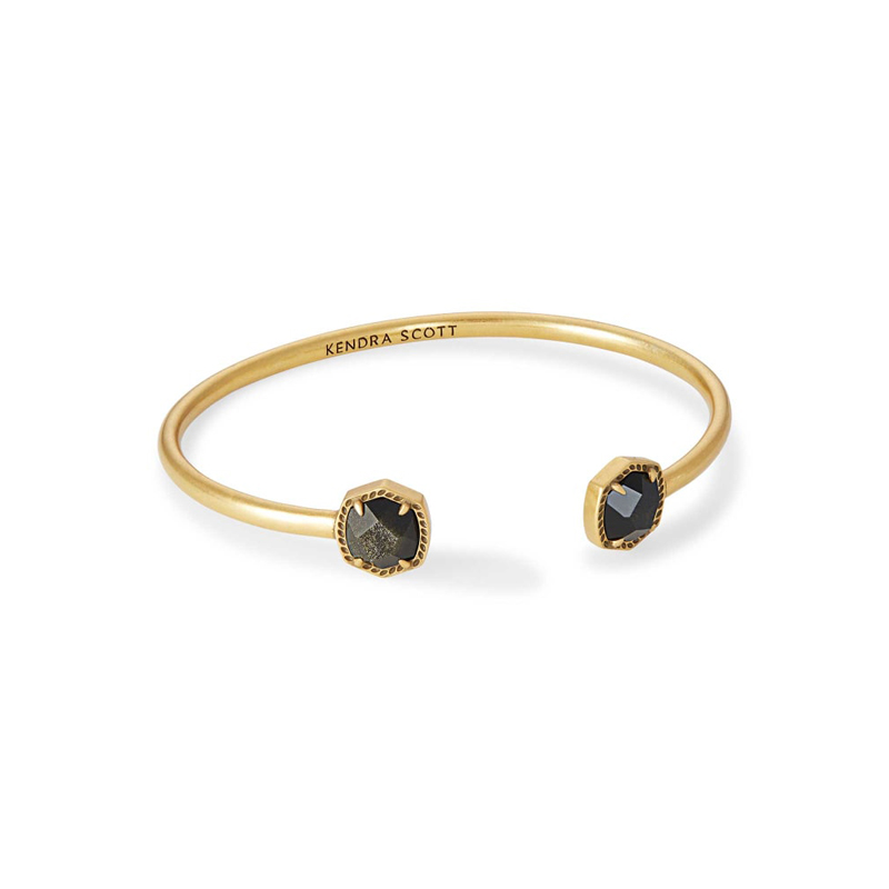 Kendra Scott Davie Vintage Gold Tone Cuff Bracelet in Golden Obsidian
