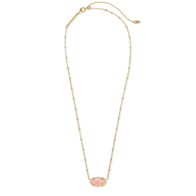 Kendra Scott Elisa Gold Tone Satellite Pendant Necklace in Rose Quartz