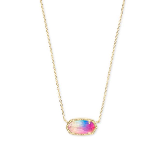 Kendra Scott Elisa Gold Tone Pendant Necklace in Watercolor Illusion