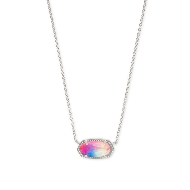 Kendra Scott Elisa Silver Pendant Necklace in Watercolor Illusion