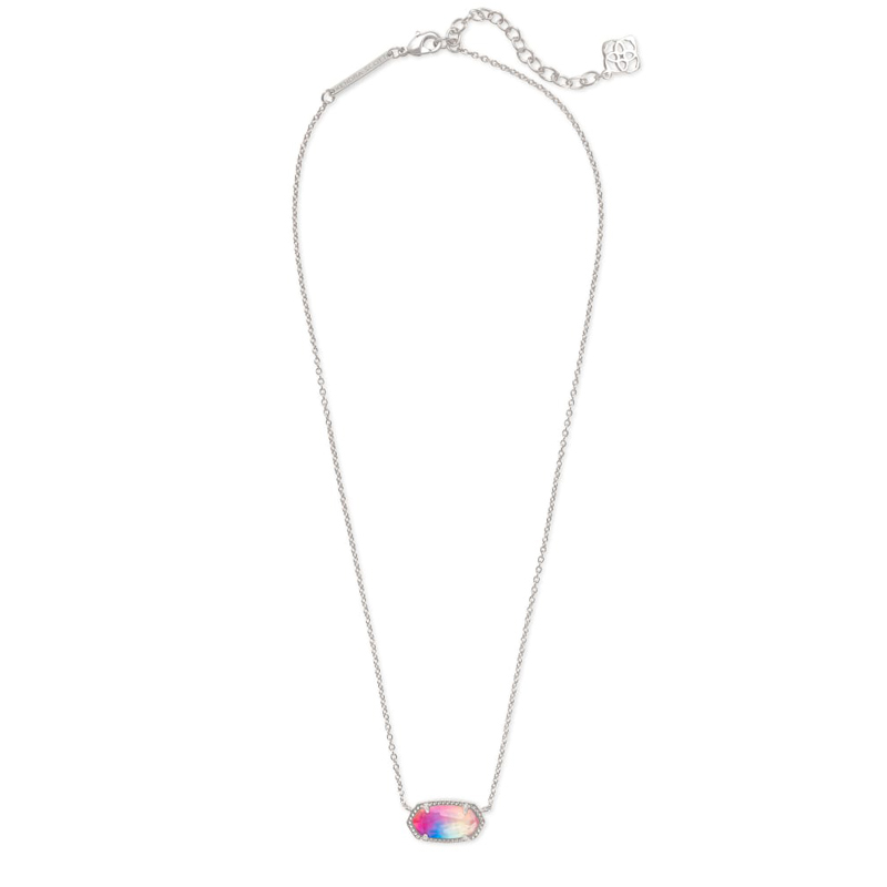 Kendra Scott Elisa Silver Pendant Necklace in Watercolor Illusion