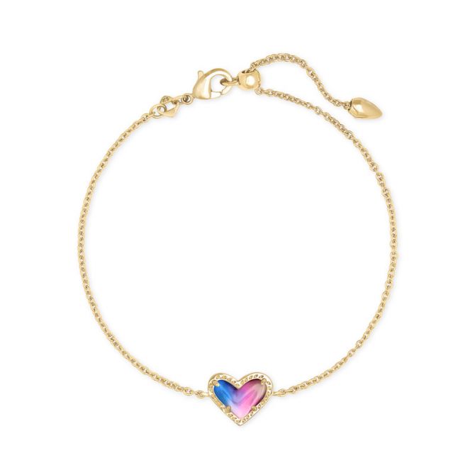Kendra Scott Ari Heart Gold Tone Chain Bracelet in Watercolor Illusion