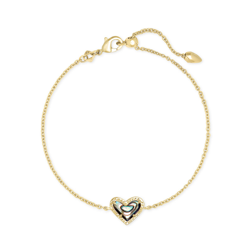 Kendra Scott Ari Heart Gold Tone Chain Bracelet in Abalone Shell