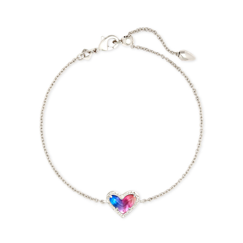Kendra Scott Ari Heart Silver Chain Bracelet in Watercolor Illusion