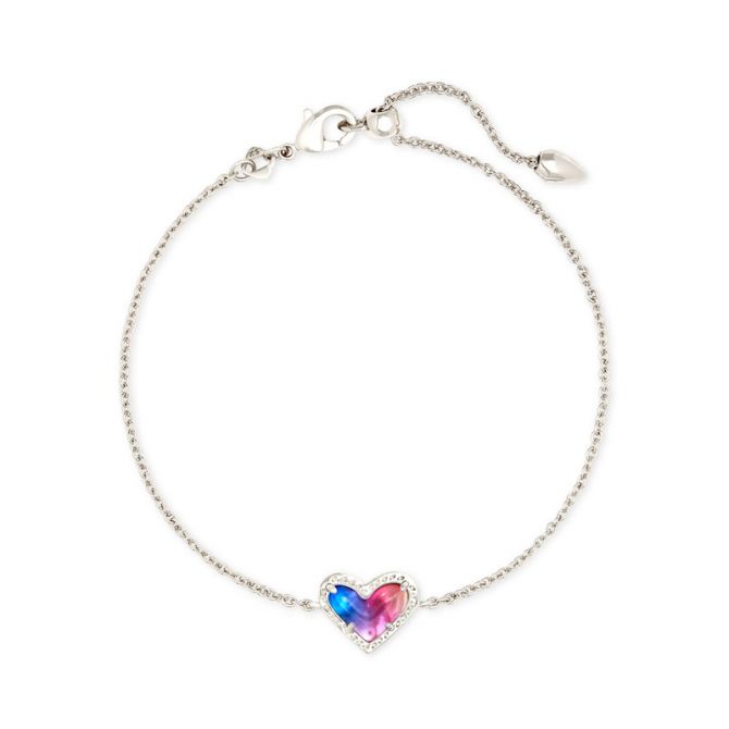 Kendra Scott Ari Heart Silver Chain Bracelet in Watercolor Illusion