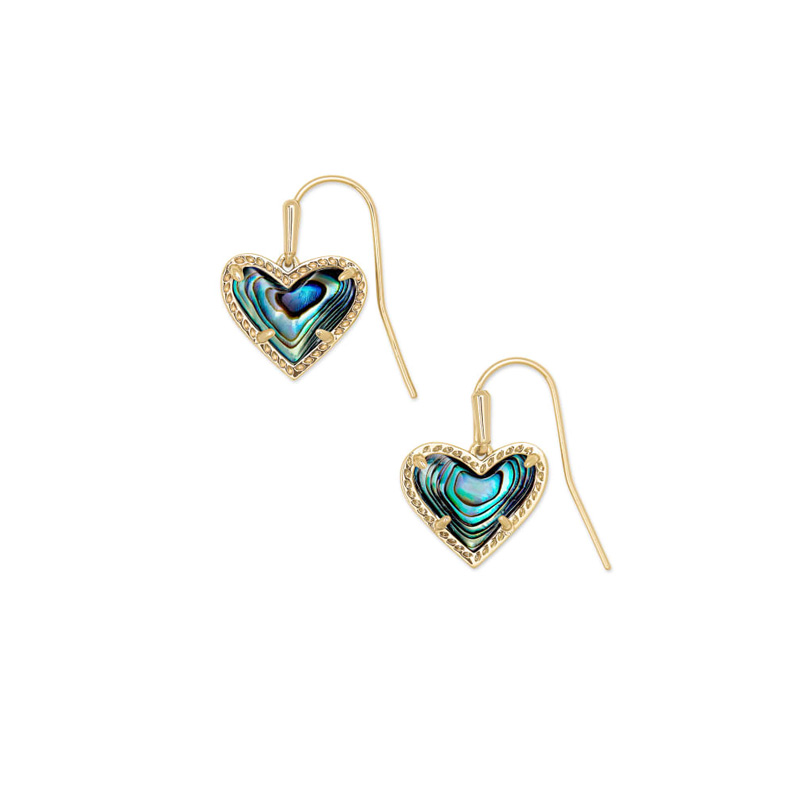 Kendra Scott Ari Heart Gold Tone Drop Earrings In Abalone Shell