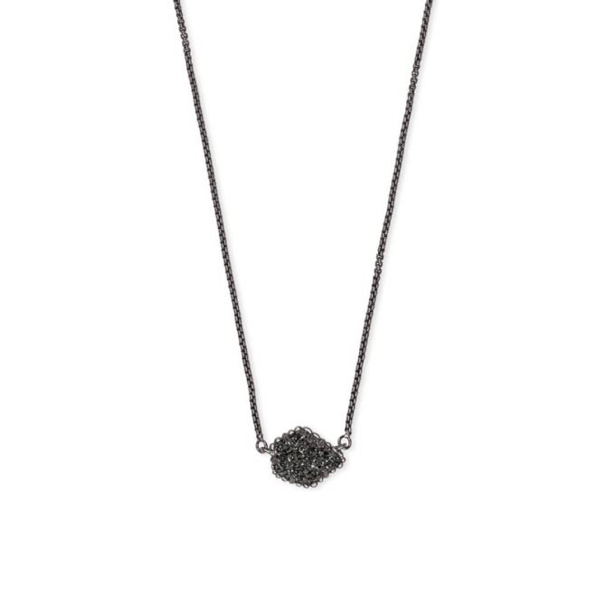 Kendra Scott Tess Gunmetal Pendant Necklace in Black Drusy
