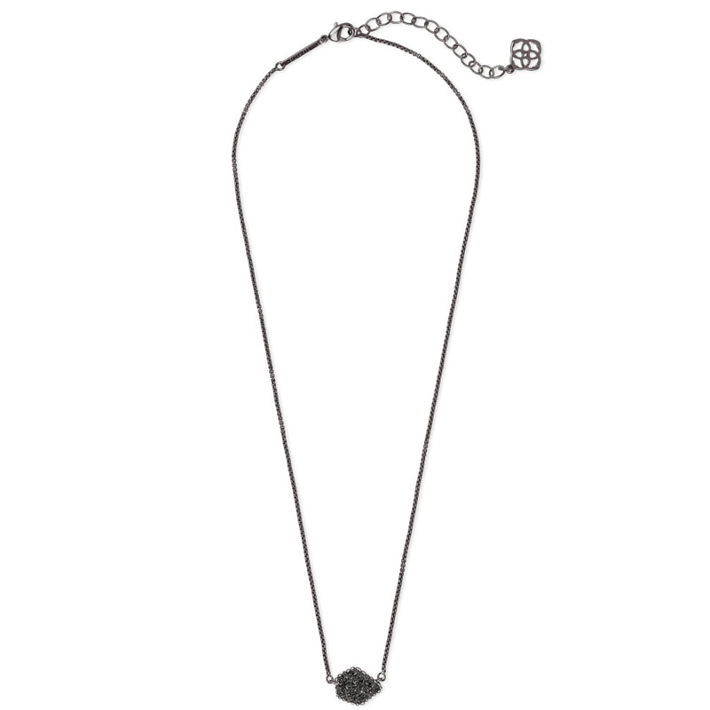 Kendra Scott Tess Gunmetal Pendant Necklace in Black Drusy