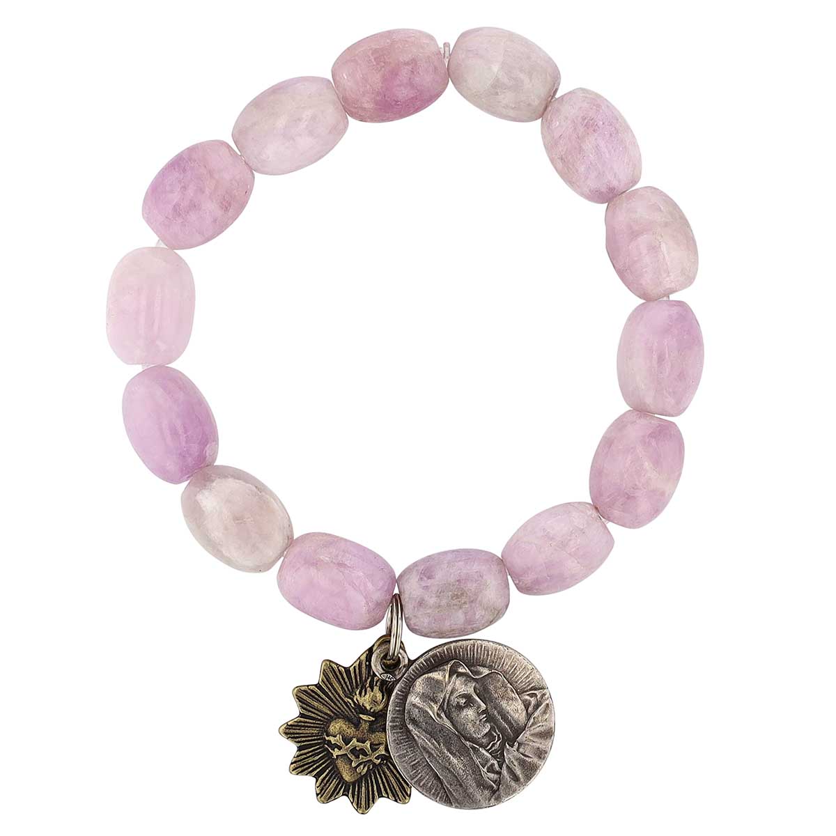Miracle Icons by Mary Jo Pane Kunzite Barrel Beaded Bracelet