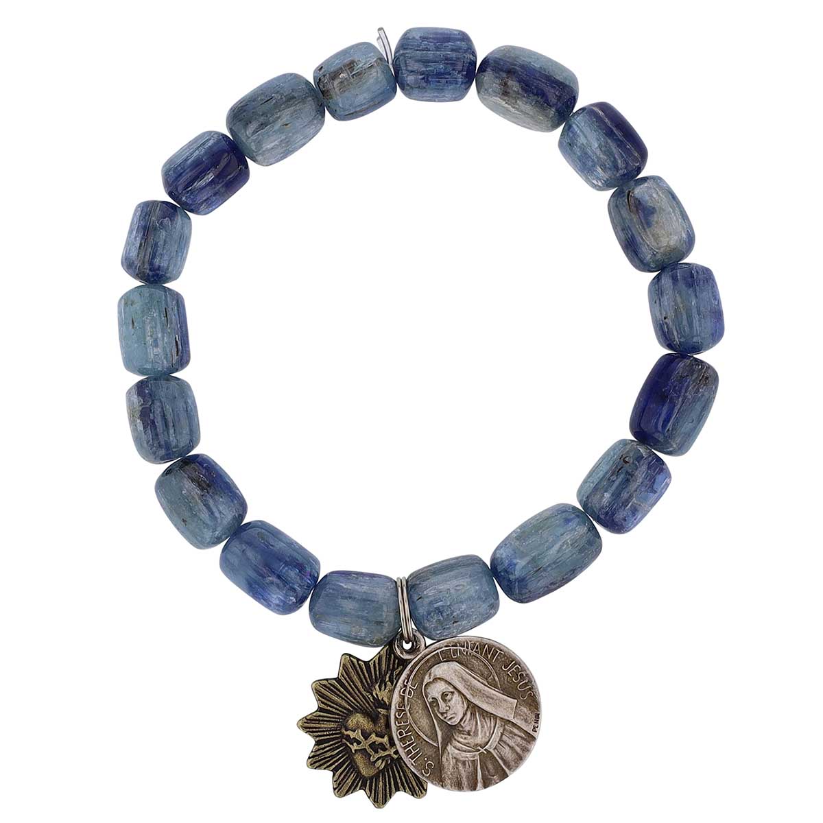 Miracle Icons by Mary Jo Pane Kyanite Barrel Beaded Bracelet