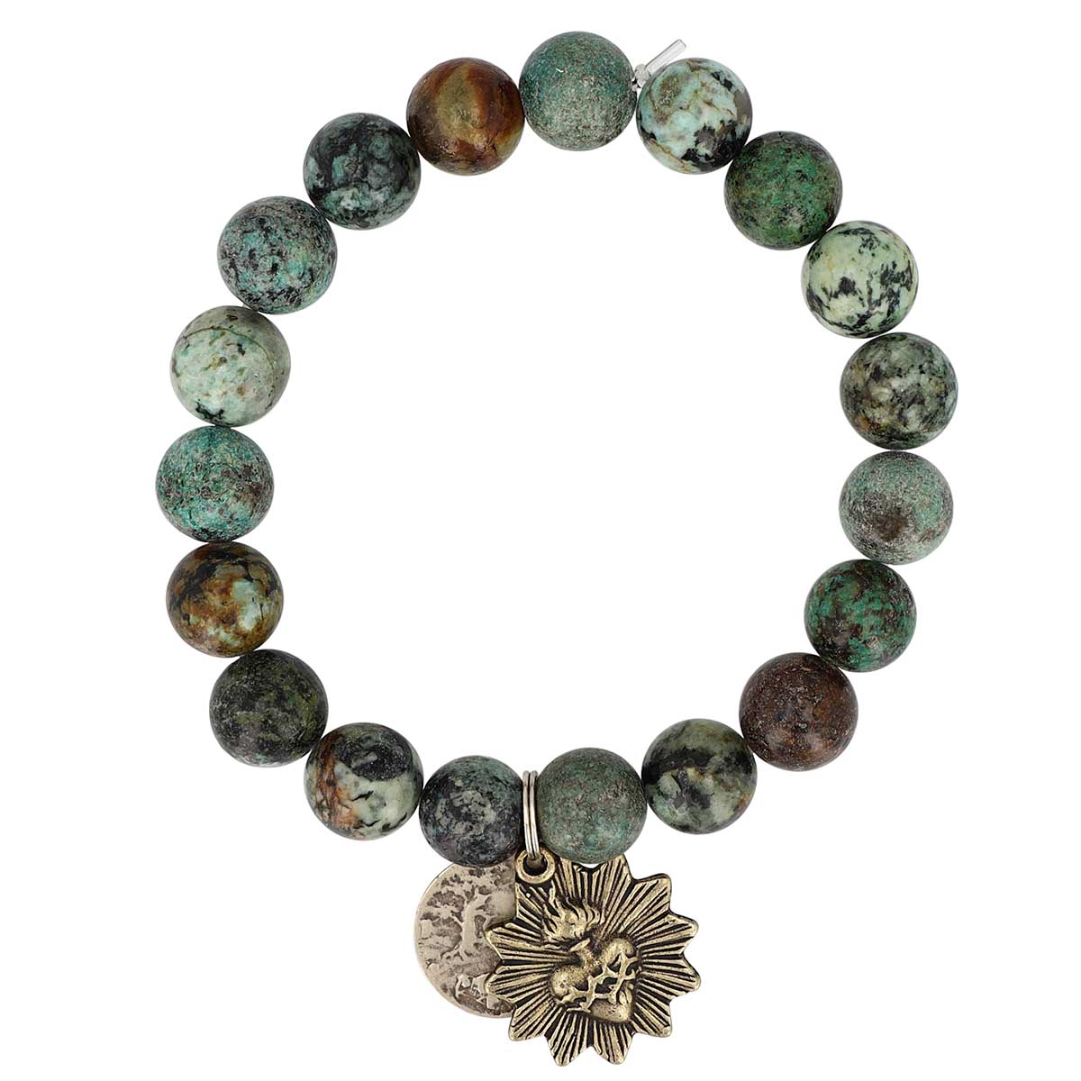 Miracle Icons by Mary Jo Pane African Turquoise 10mm Beaded Bracelet