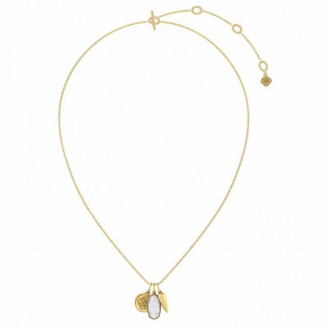 Kendra Scott Dira Coin Gold Tone Charm Necklace in Ivory Mother of Pearl