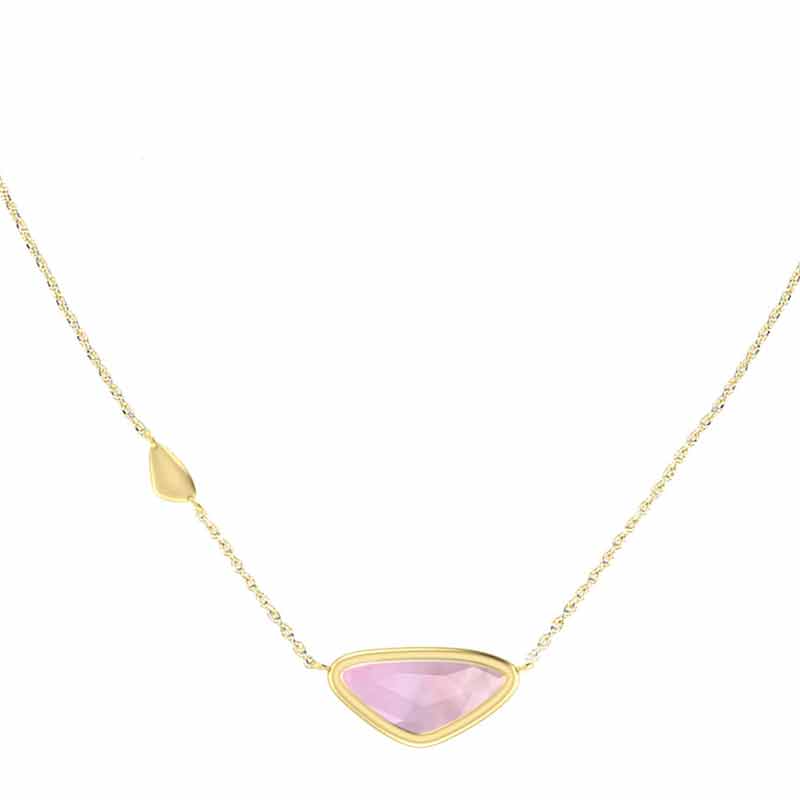Kendra Scott Margot Gold Tone Pendant Necklace in Lilac Mother of Pearl