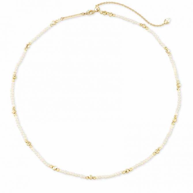 Kendra Scott Scarlet Gold Tone Collar Necklace in White Pearl