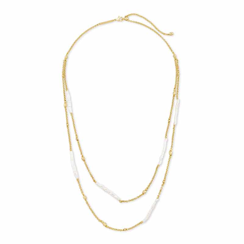 Kendra Scott Eileen Gold Tone Multi Strand Necklace in White Pearl