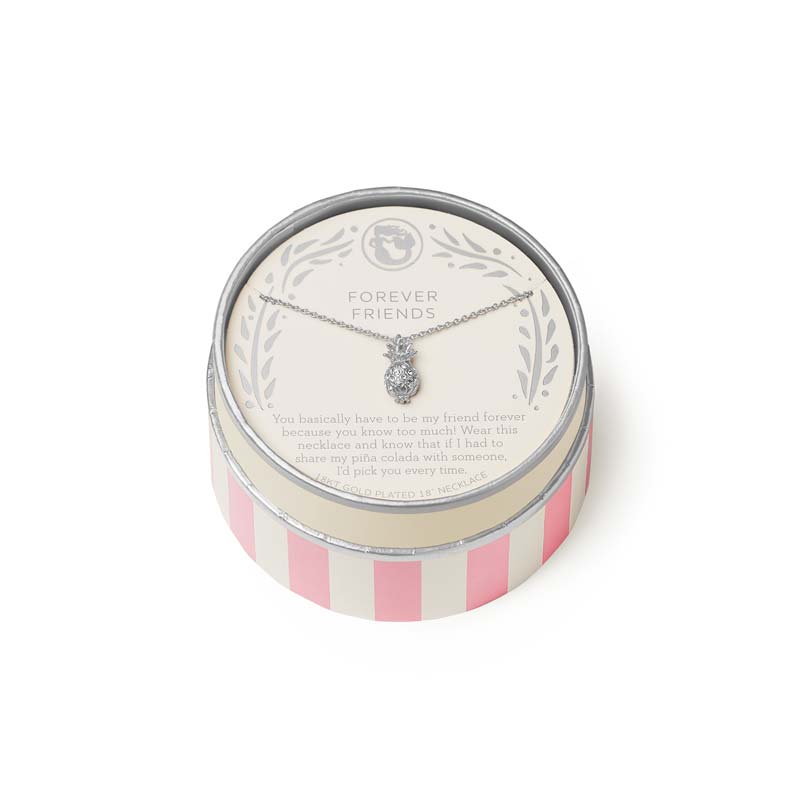 Spartina 449 Forever Friends Pina Colada Silver Necklace, 18