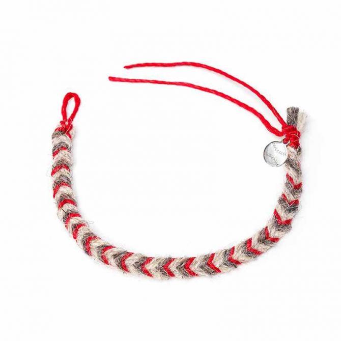 Token & Icons Boston Red Sox Game Used Baseball Yarn Friendship Bracelet