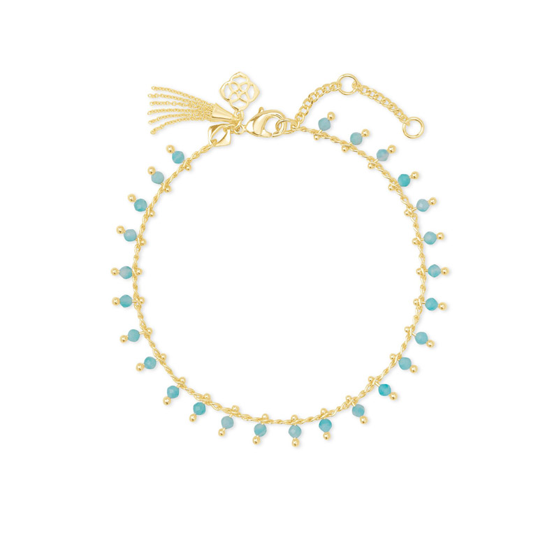 Kendra Scott Jenna Gold Tone Delicate Chain Bracelet in Teal Amazonite