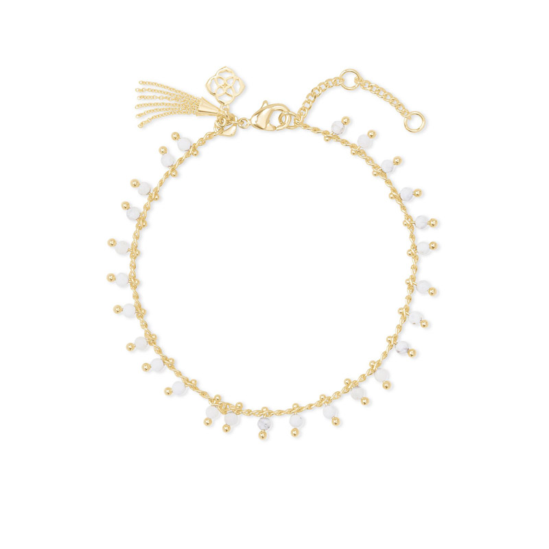 Kendra Scott Jenna Gold Tone Delicate White Howlite Bracelet