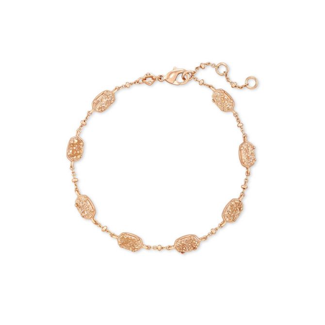 Kendra Scott Emilie Rose Gold Tone Chain Bracelet in Sand Drusy