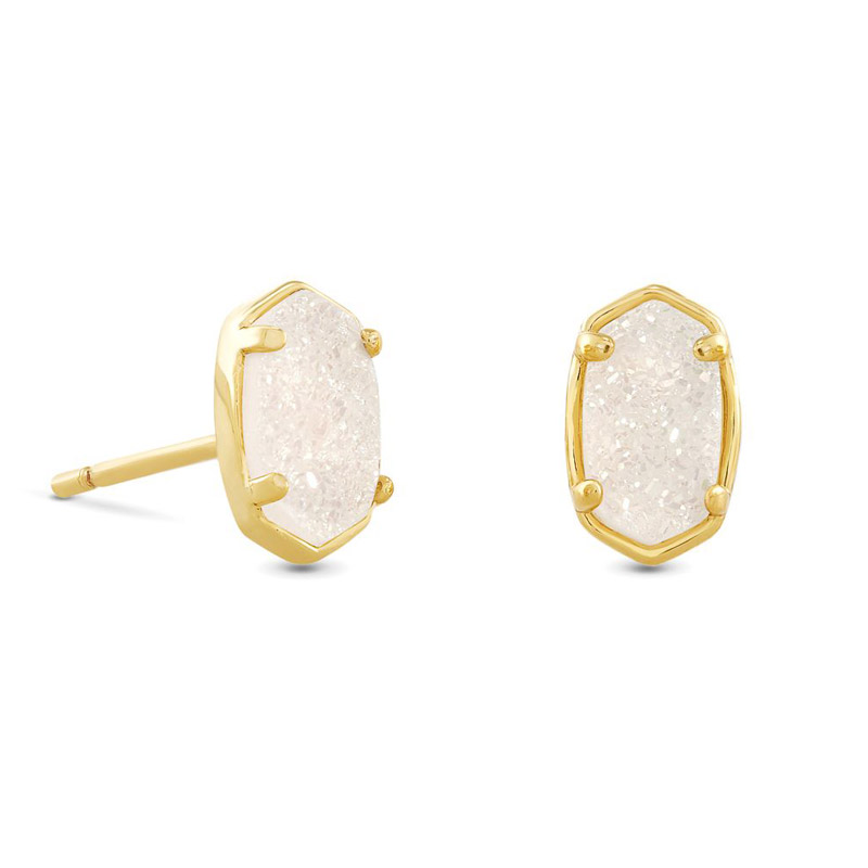 Kendra Scott Emilie Gold Tone Stud Earrings in Iridescent Drusy