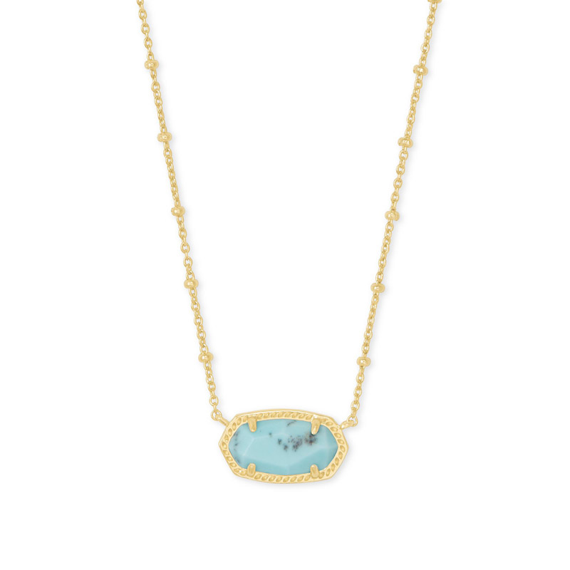 Kendra Scott Elisa Satellite Gold Tone Pendant Necklace in Light Blue Magnesite