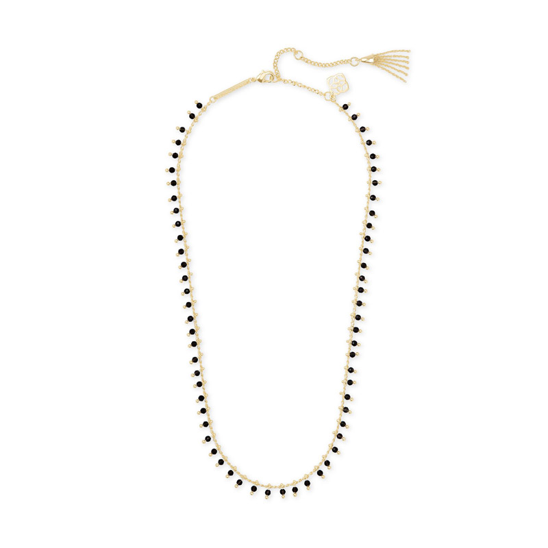 Kendra Scott Jenna Gold Tone Choker Necklace in Black Obsidian