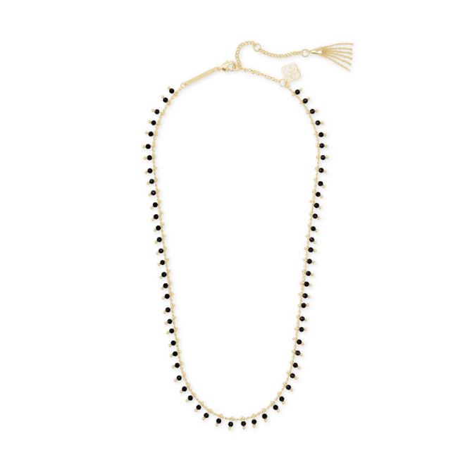 Kendra Scott Jenna Gold Tone Choker Necklace in Black Obsidian
